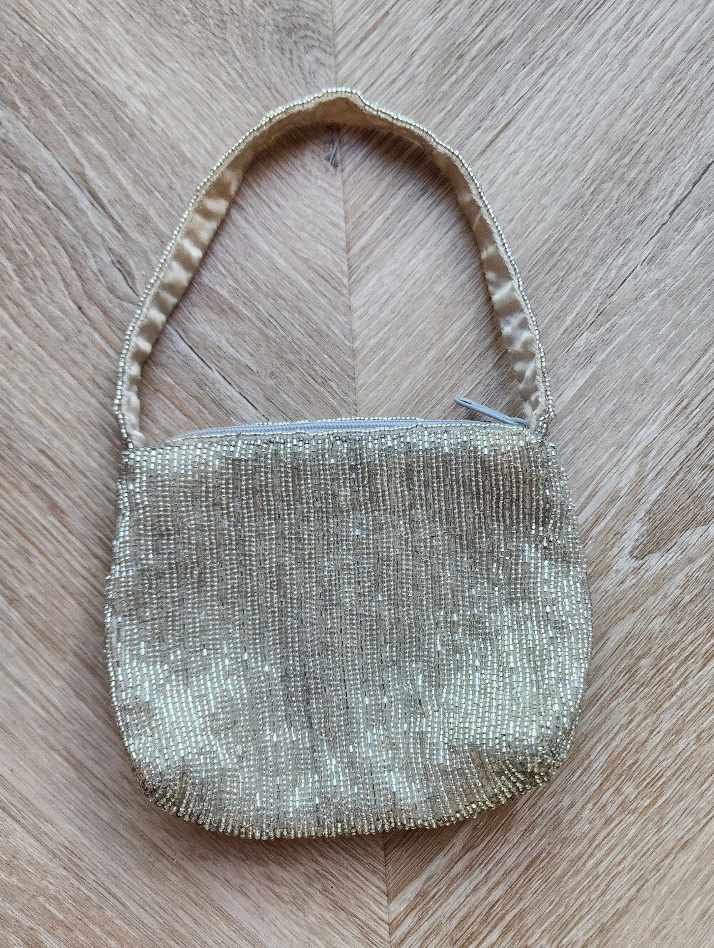 Vintage Beaded Evening Shoulder Bag in Gold Champagne Color - LA Régale